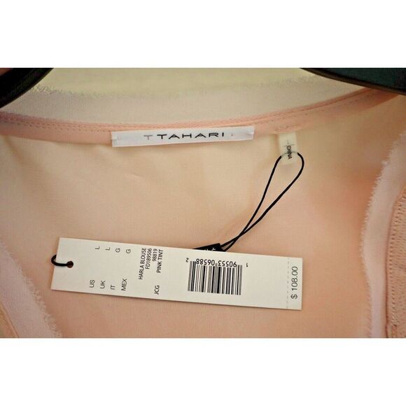 T Tahari FD189506 Women Sz L Pink Harla Lace Embellished Sleeveless Blouse - Picture 3 of 13